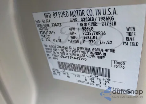 2005 Ford Escape Xlt from USA, damaged, VIN 1FMYU03195KA43190